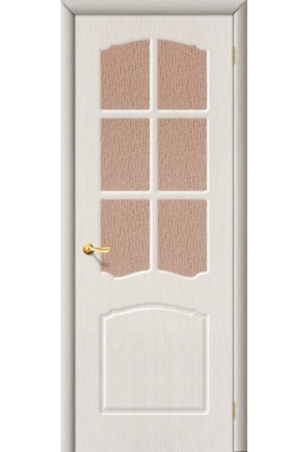 Межкомнатные двери ПВХ , Ламинированные Классика Остекленная Беленый Дуб