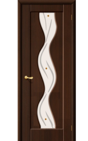 Межкомнатные двери ПВХ , Ламинированные Волна Остекленная Венге